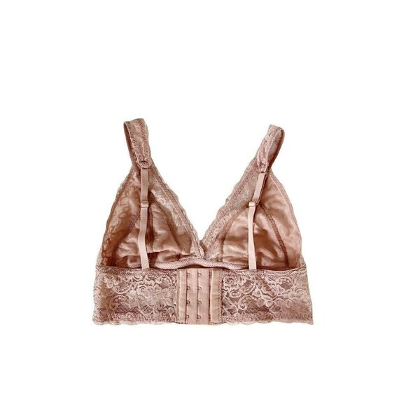 DORINA Woman's Sz S Dusty Pink Lace V Neck Bralette - Picture 2 of 7